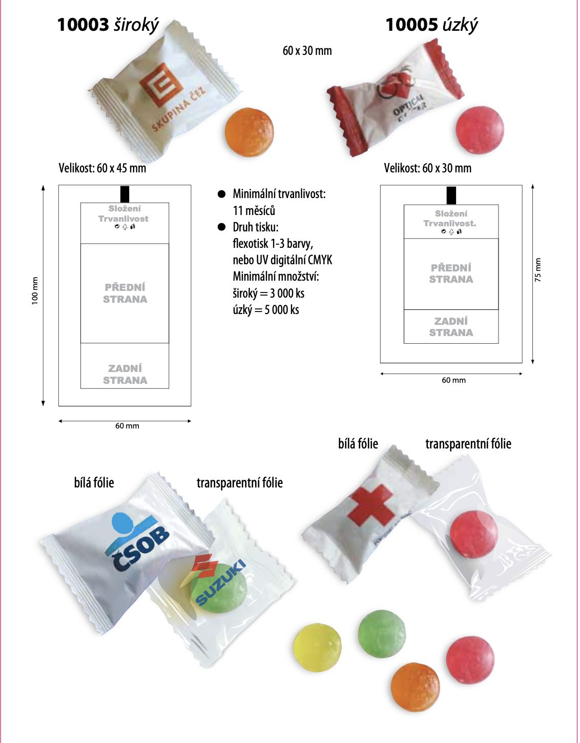 Flowpackové bonbóny